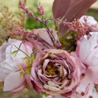 Fbo4405 decoration bouquet de champetre rose pivoine fleurettes et feuillage
