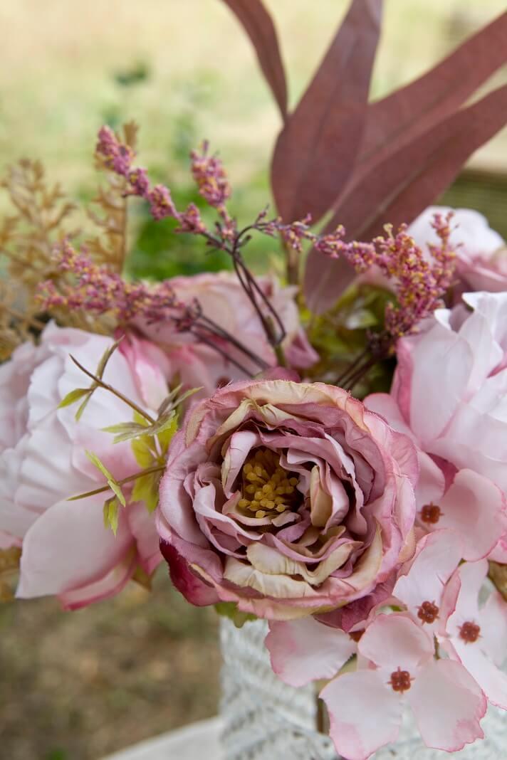 Fbo4405 decoration bouquet de champetre rose pivoine fleurettes et feuillage