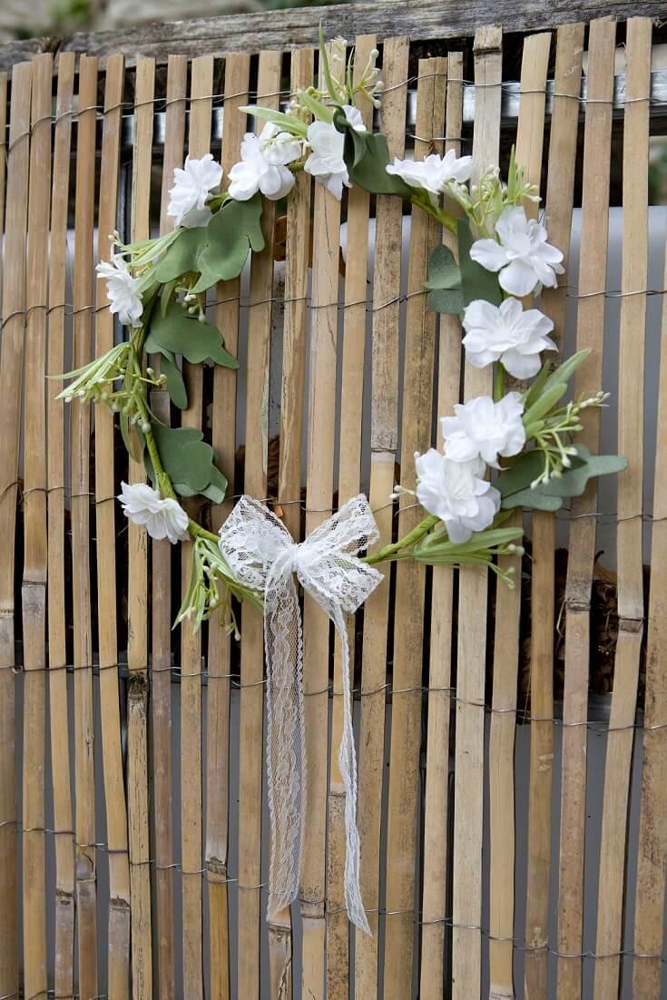 Fco0005 decoration suspension couronne decorative florale champetre avec dentelle