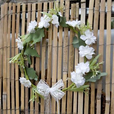 1 Suspension couronne décorative florale Champêtre avec dentelle 25cm REF/FCO005