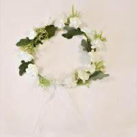 Fco0005 suspension couronne decorative florale champetre et dentelle