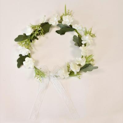 Fco0005 suspension couronne decorative florale champetre avec dentelle
