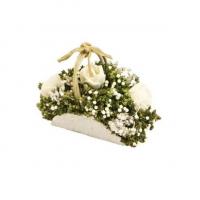 Fde137 decoration centre de table fleurs sechees roses panier jardinier