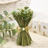Fde158 centre de table champetre bouquet de fleurs blanc et vert