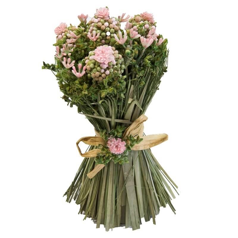 Fde158 centre de table champetre petit bouquet de fleurs rose vert