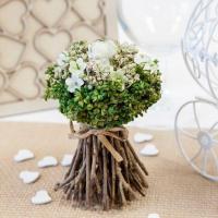 Fde188 decoration centre de table bouquet de fleurs sechee et artificielle blanc vert