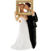 Figurine mariage: Couple de mariés avec cadre (x1) REF/SUJ4952
