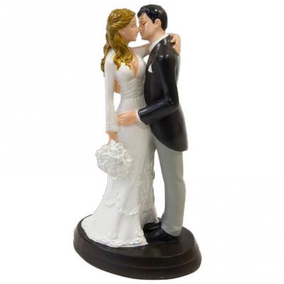 Figurine mariage en résine couple de mariés qui s'embrasse tendrement 16 cm (x1) REF/SUJ4993
