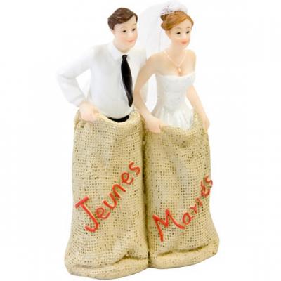 Figurine mariage course en sac jeunes maries
