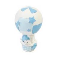 Figurine ourson resine bleu ciel montgolfiere