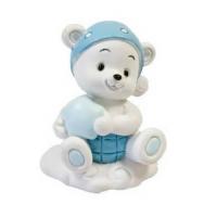 Figurine sujet ourson bleu en resine