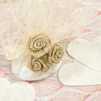 Fl686 decoration fleur rosette en toile avec tige