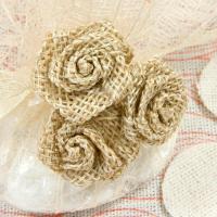 Fl686 fleur decorative rosette en toile avec tige