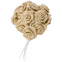 Fl686 fleur rosette en toile avec tige