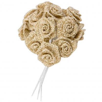 Fl686 fleur decorative rosette en toile avec tige