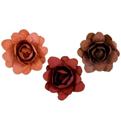 Fl687 decoration fleur en papier camaieu sur tige terracotta bordeaux marron