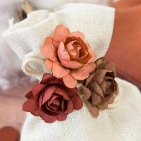 Fl687 fleurs en papier camaieu sur tige terracotta bordeaux et marron