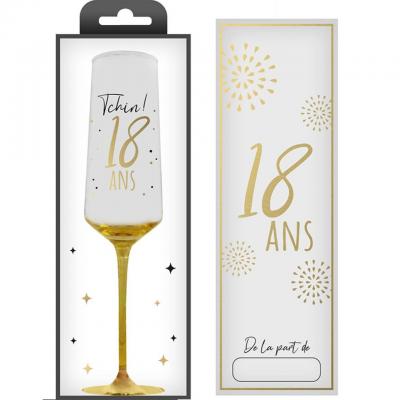 Flcv2501 cadeau flute anniversaire 18ans dore or metal