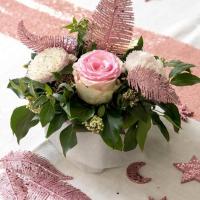 Fleur decorative feuille de palme rose gold sur tige