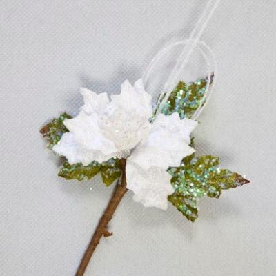 Fleur décorative poinsettia blanche (x1) REF/DEC739
