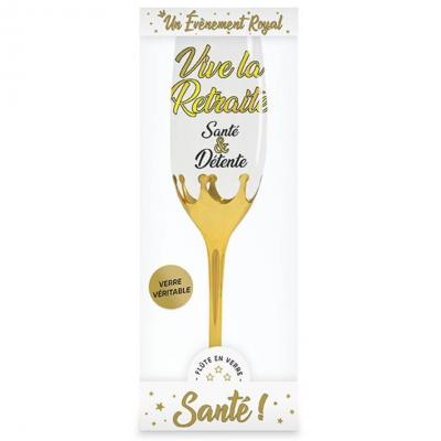1 Flûte à champagne retraite doré or 25cm REF/FLCM09 Cadeau de fête adulte