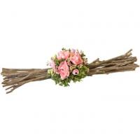 Fma3076 centre de table champetre bois et fleur rose