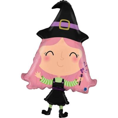 G72116 ballon aluminium grabo halloween avec sorciere