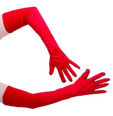 Gants longs rouge