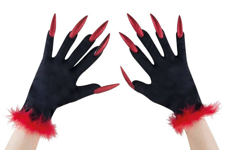 Gants noirs avec ongles rouges halloween