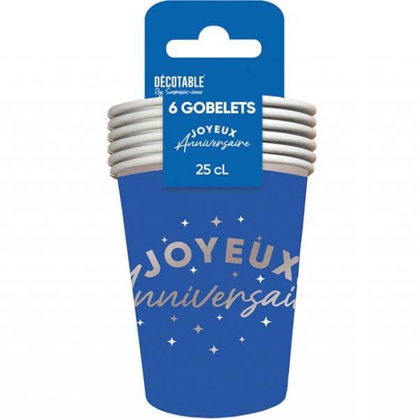 Gb2524 gobelet carton 25 cl joyeux anniversaire bleu