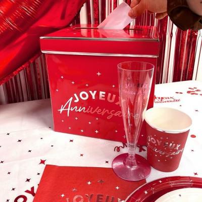 Gb2524 gobelet carton 25 cl joyeux anniversaire rouge