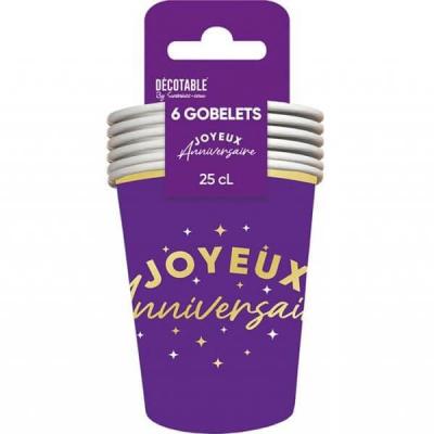 Gb2524vl gobelet carton joyeux anniversaire violet astral