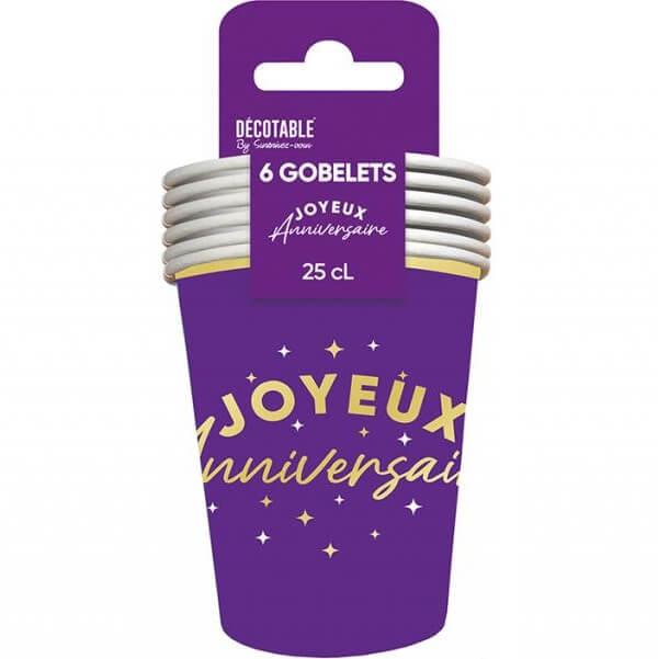 Gb2524vl gobelet carton joyeux anniversaire violet astral