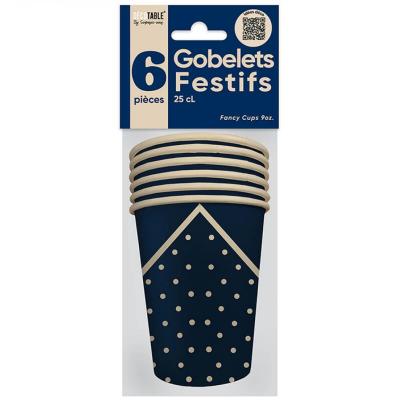 Gb25fb decoration gobelet carton bleu marine avec bois