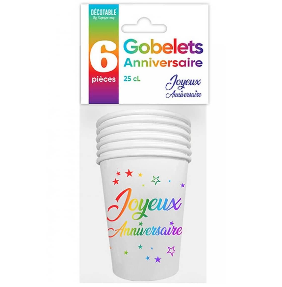 Gbm25m00 gobelet carton joyeux anniversaire blanc et multicolore