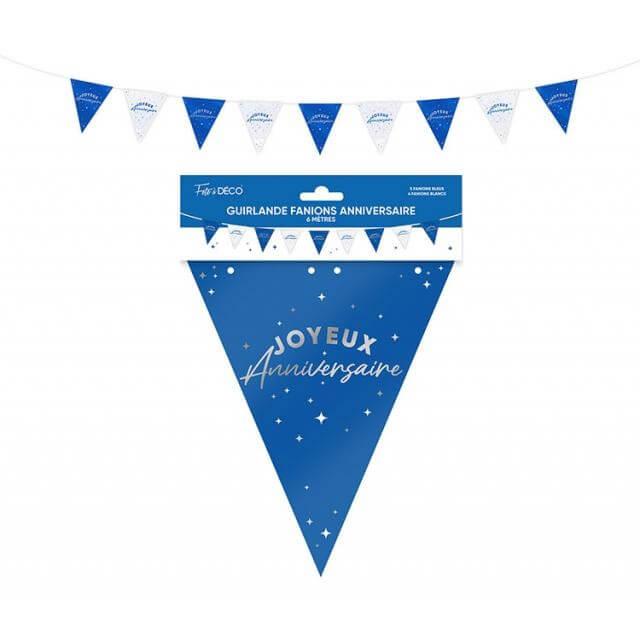 Gf24 guirlande fanion joyeux anniversaire bleu