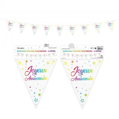 Gfm00m guirlande fanion joyeux anniversaire multicolore