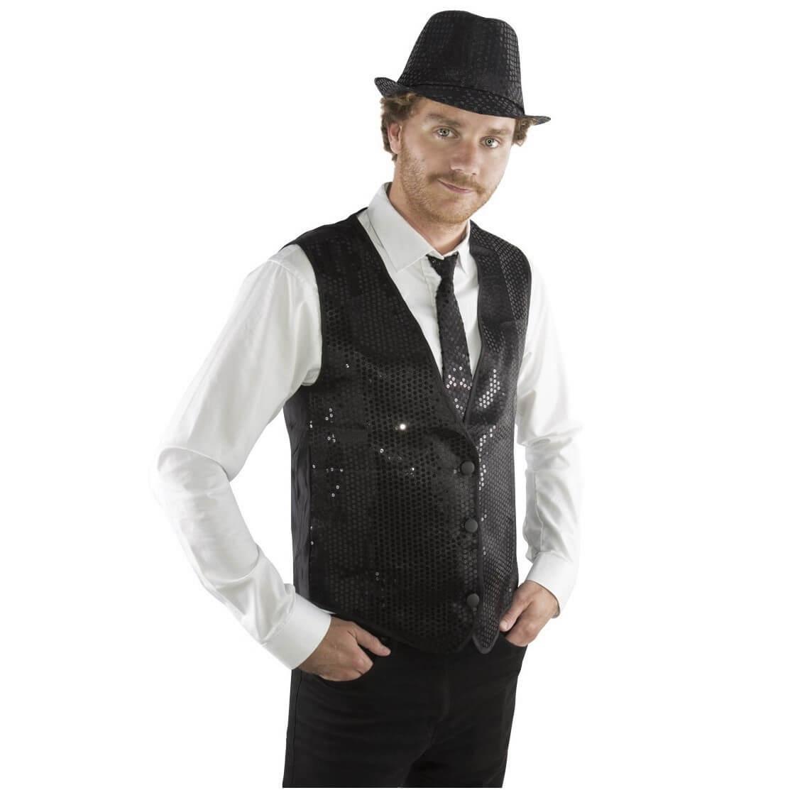 Chemise à paillettes pour homme et femme - Gilet à paillettes - Accessoire  de costume disco - Carnaval et fête à thème - Gilet à paillettes - Or