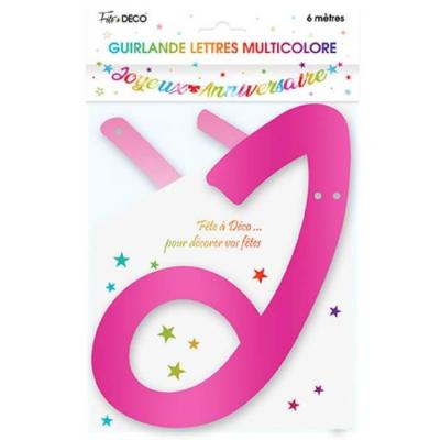 Glma00m guirlande lettre joyeux anniversaire multicolore