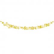 1 Kit guirlande lettre métallique Joyeux Anniversaire doré or 2.50m REF/GLMAS00OR