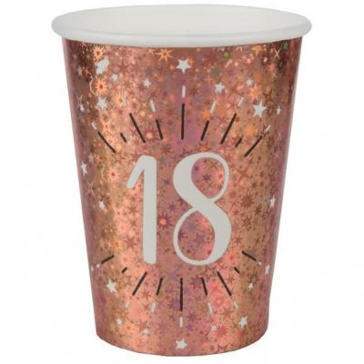 Gobelet anniversaire 18 ans rose gold étincelant (x10) REF/7349