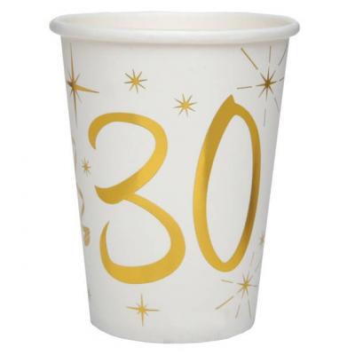 Gobelet anniversaire 30ans blanc et or
