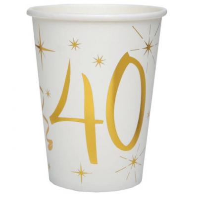 Gobelet anniversaire 40ans blanc et or