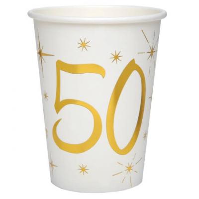 Gobelet anniversaire 50ans blanc et or