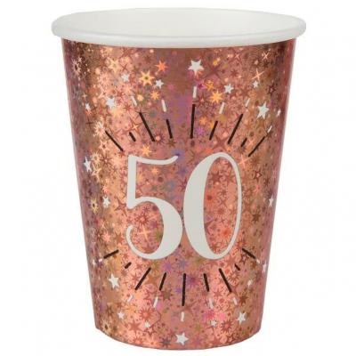 Gobelet anniversaire 50 ans rose gold étincelant (x10) REF/7349