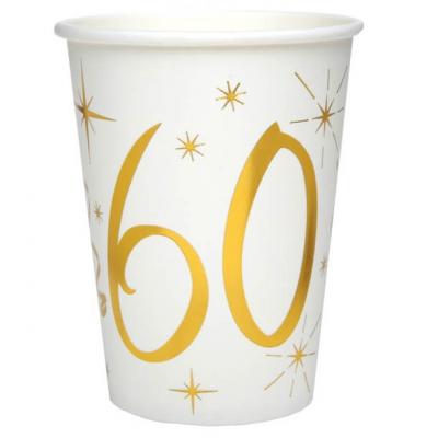 Gobelet anniversaire 60ans blanc et or