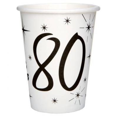 Gobelet blanc anniversaire 80ans (x10) REF/5242