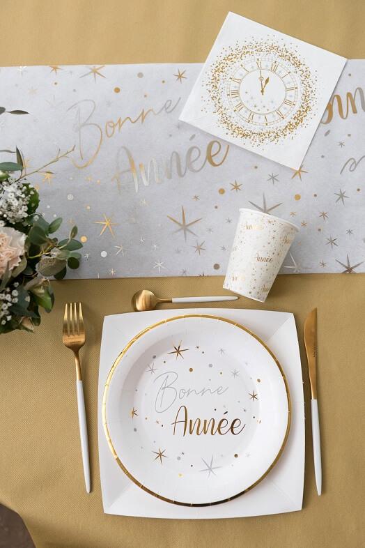 Gobelet bonne annee blanc or et argent