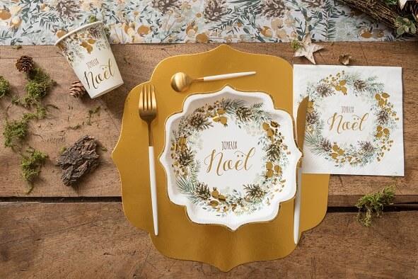 Gobelet champetre blanc et or joyeux noel