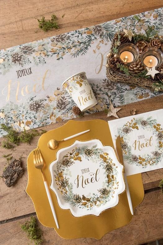 Gobelet champetre blanc or joyeux noel